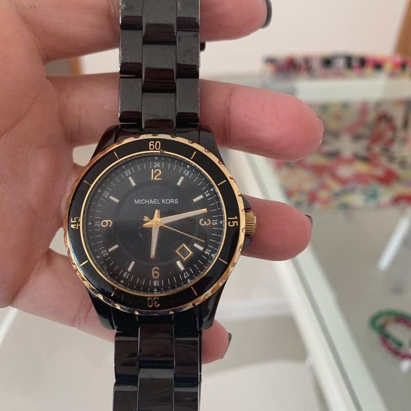 Michael kors relogio hot sale preto e dourado