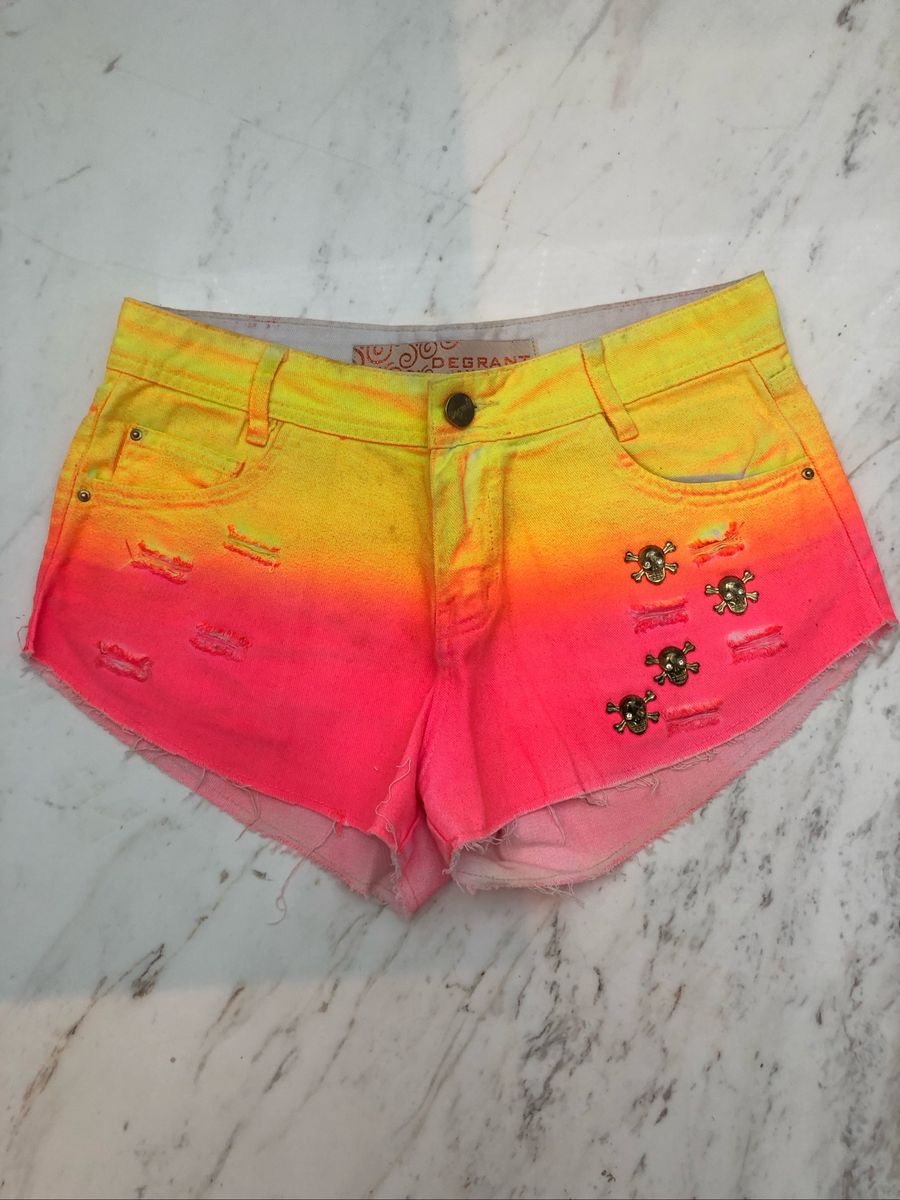 short jeans neon feminino