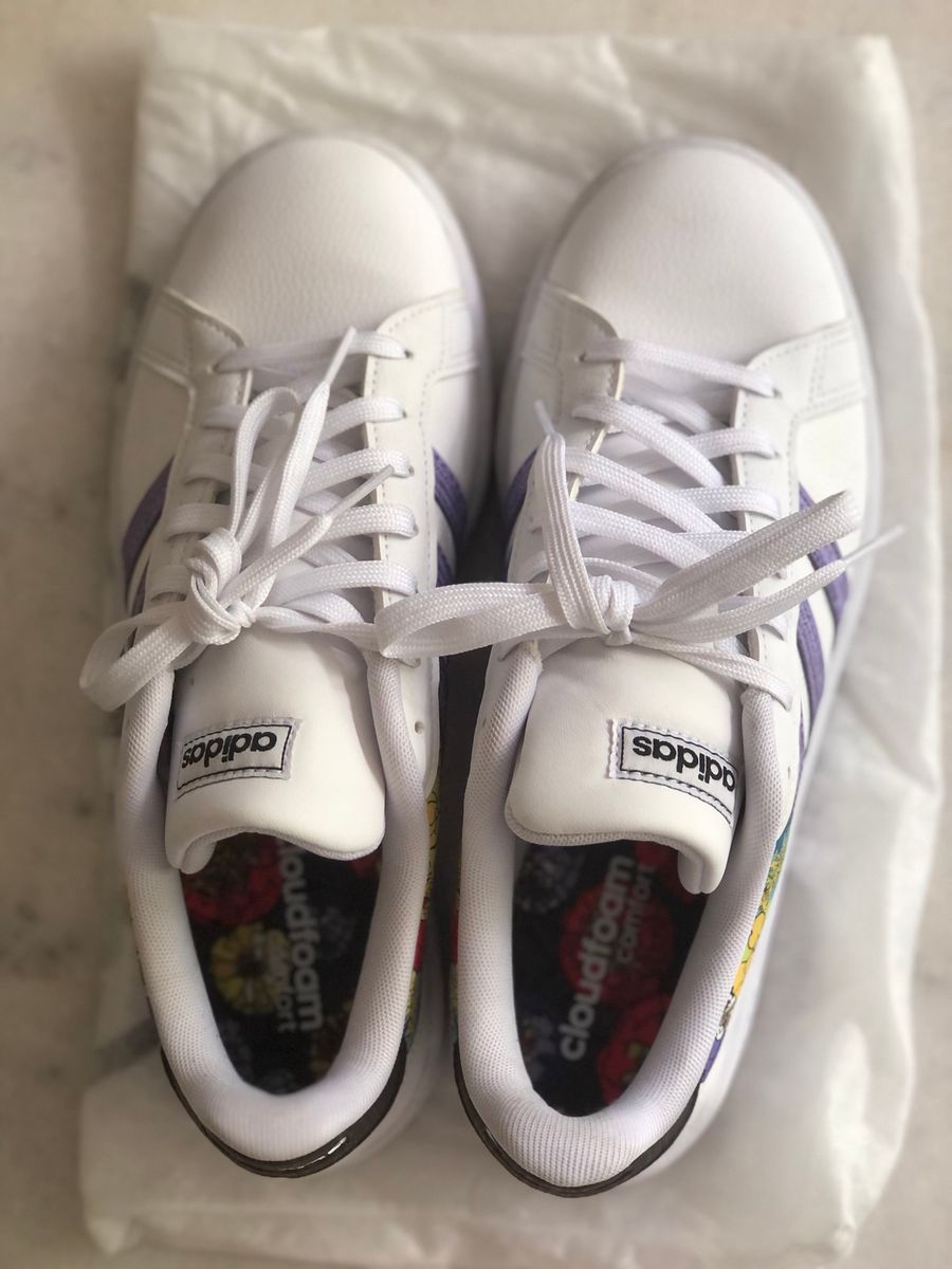 Tênis Adidas Grand Court Adidas Com Flores Tênis Adidas Grand