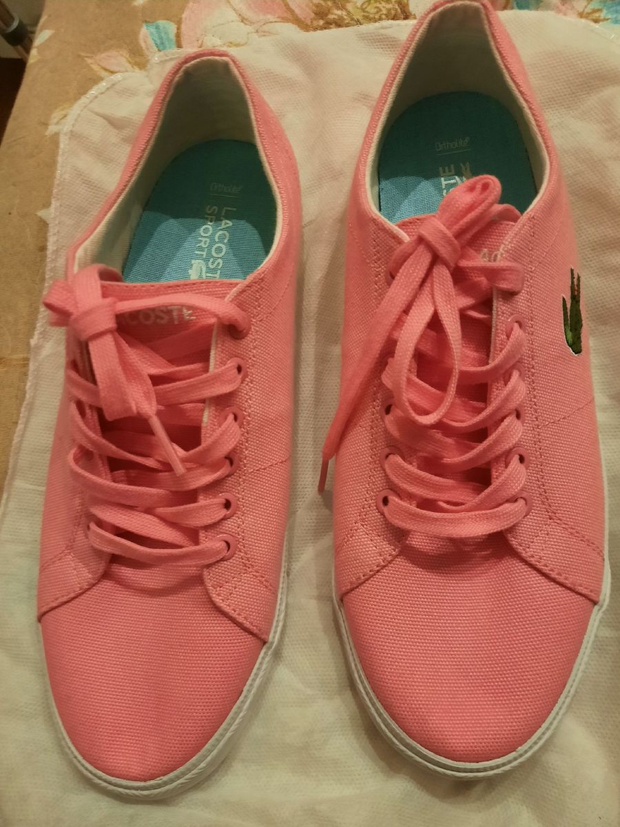 tenis lacoste branco e rosa
