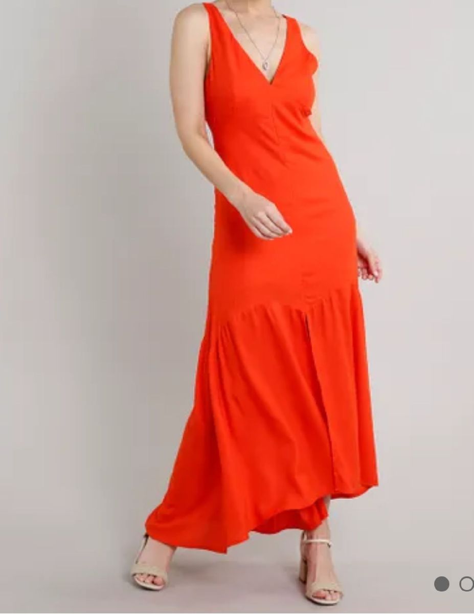 vestido laranja longo