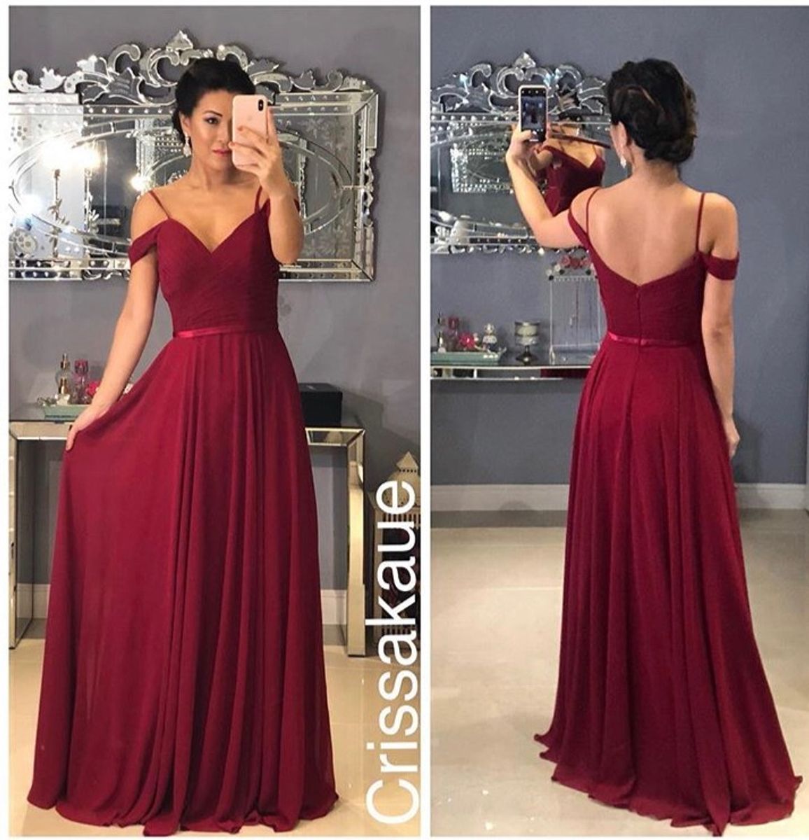 vestidos longo na cor marsala