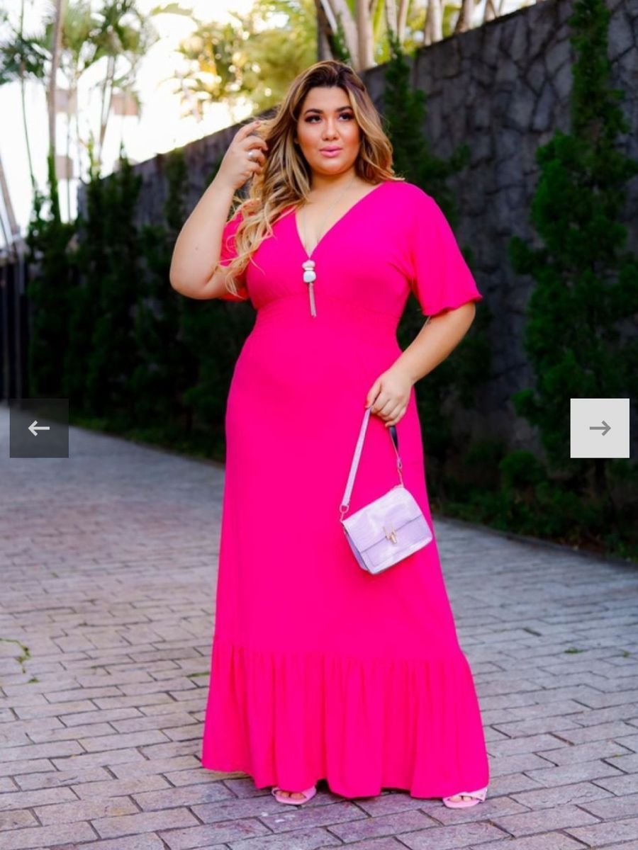 Vestido plus size store rosa