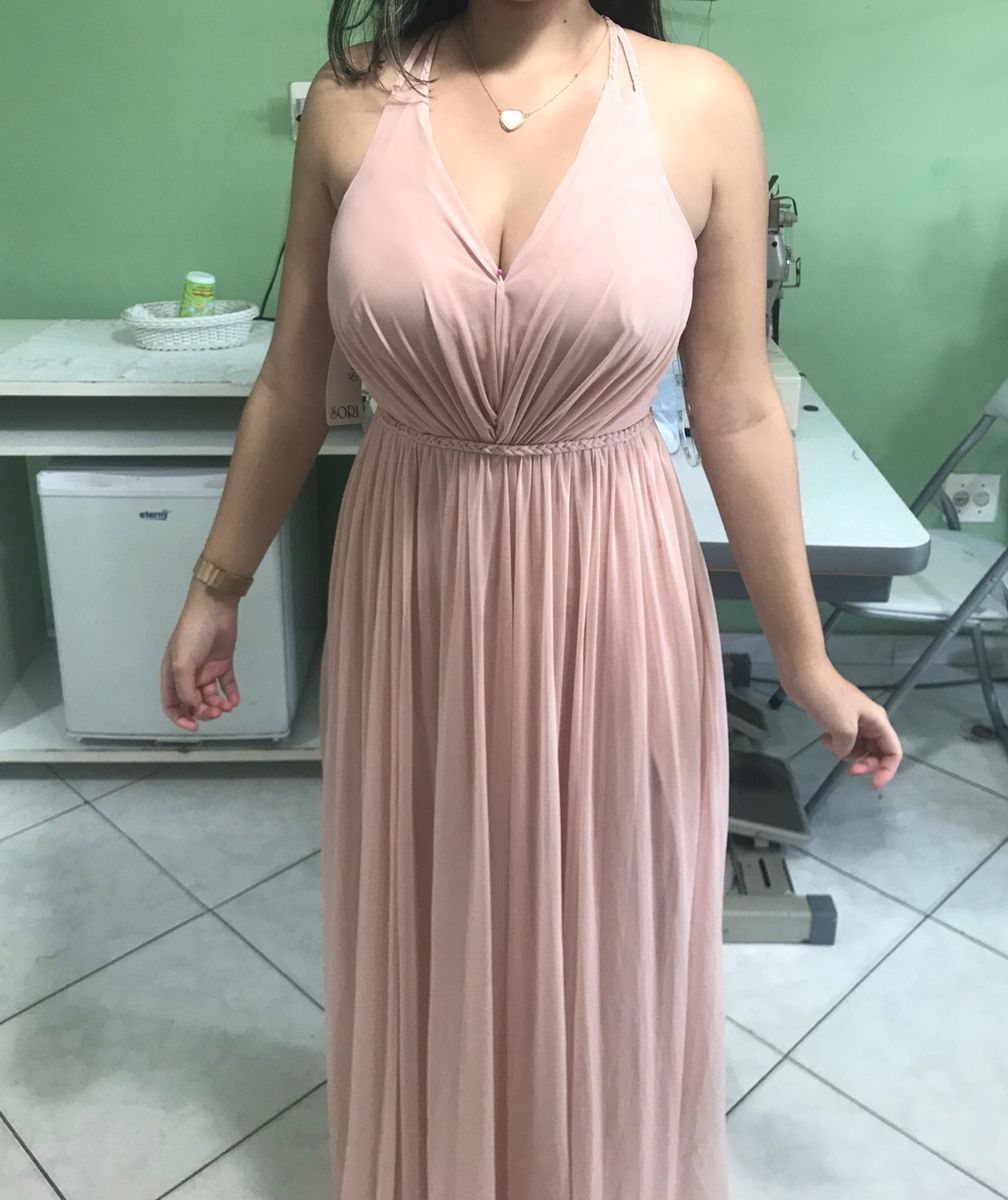 vestido longo de tecido fino