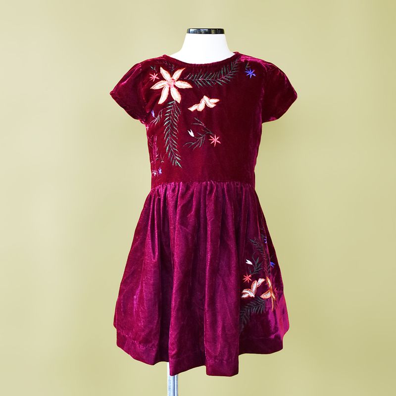 Lindo Vestido Veludo Bordado Zara Kids | Zara Usado 86686510