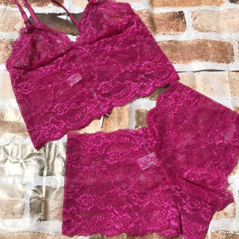 Conjunto lingerie plus size jaipur em microfibra e renda - R$ 74.90, cor  Rosa #132921, compre agora