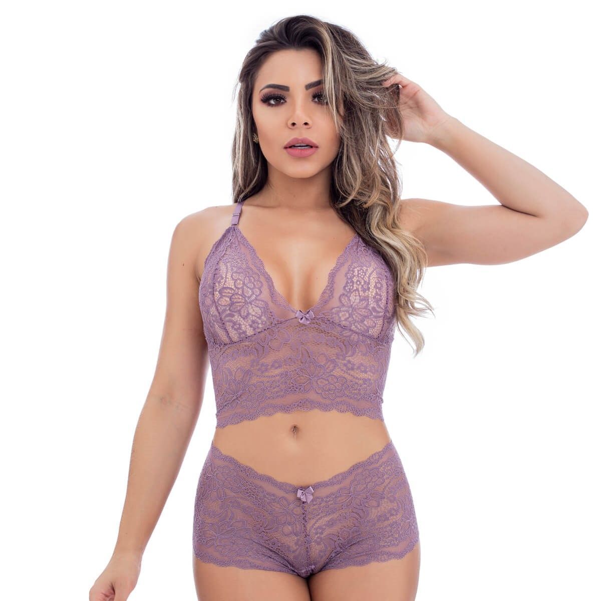 Lingerie Conjunto Caleçon Em Renda Sem Bojo Lingerie Feminina Pimenta Sexy Nunca Usado 8545