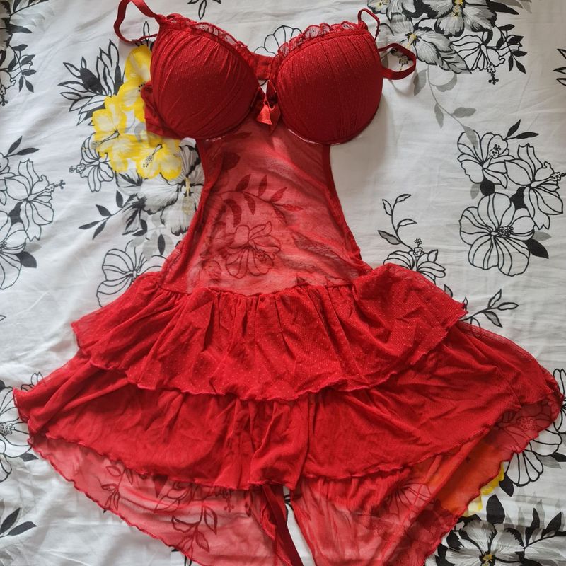 Lingerie Vermelha Tipo Vestido Bojo P Lingerie Feminina Nunca Usado 85788512 enjoei