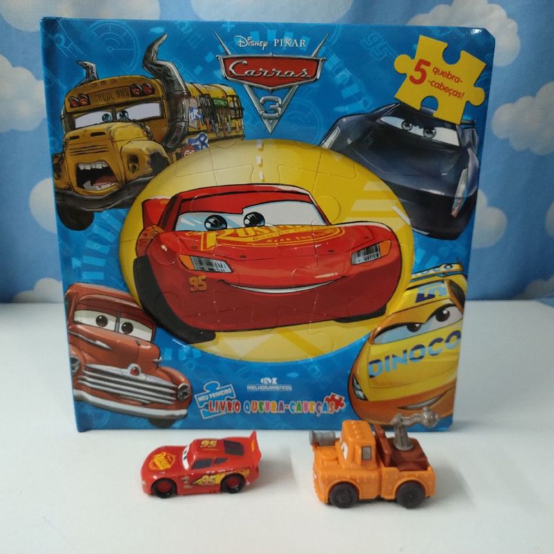 Livro Infantil Carros com Quebra Cabe a Disney Pixar Capa Dura com