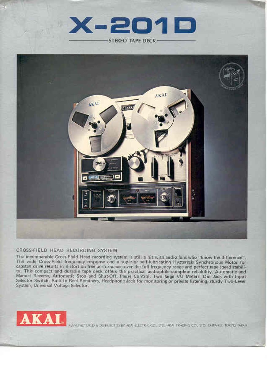 Livro Raro Catálogo ( Folder ) Tape Deck de Rolo Akai X201d Novo Okm Pronta Entrega