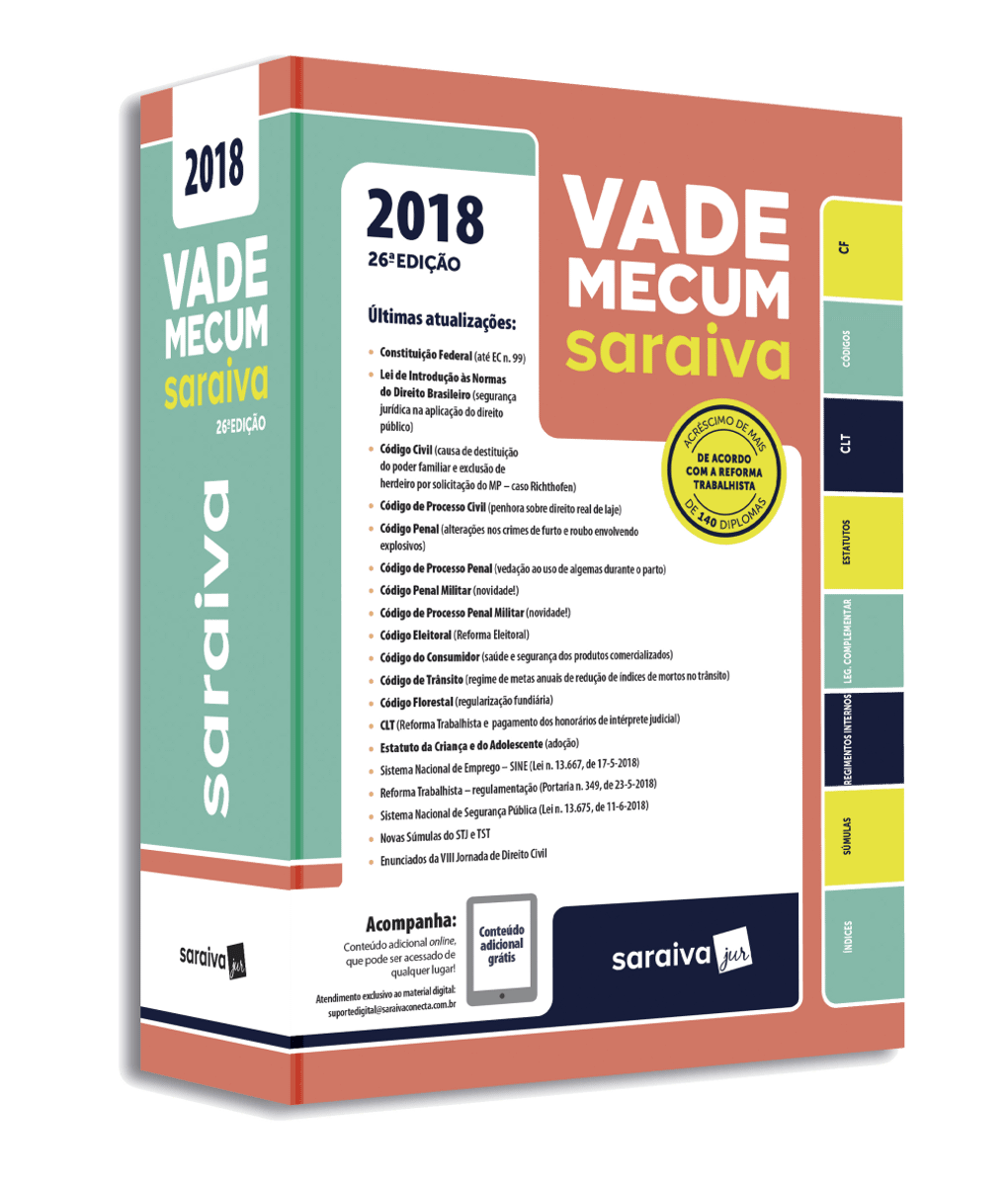 Livro Vade Mecum Saraiva - 26ª Edição 2018 | Produto Masculino Editora ...