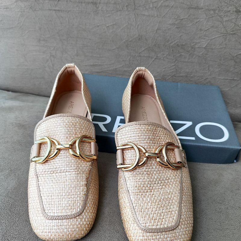 Loafer Mocassim Arezzo Palha Cole o 2024 36 Sapato Feminino