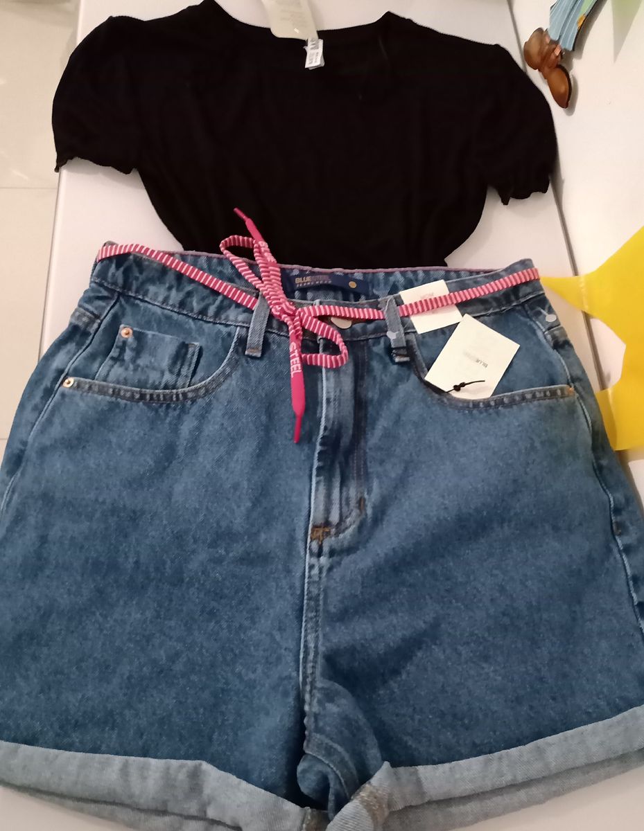 short mom jeans preto