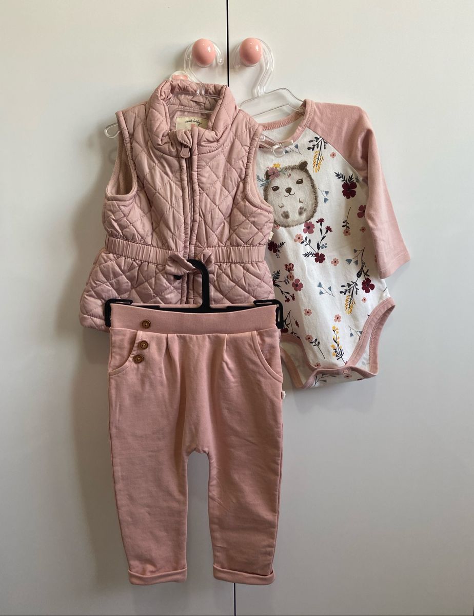 Look Inverno Colete Calca E Body Roupa Infantil Para Bebe Teddy Boom Usado Enjoei