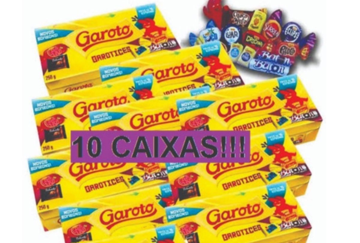 Lote 10 Caixas Bombom Garoto Chocolate Móvel p/ Casa Chocolate Nunca