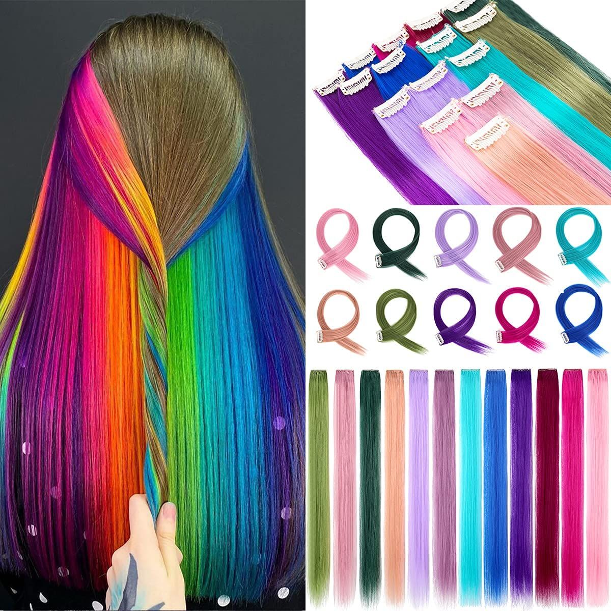 Lote 10 Mechas Coloridas 60 Cm Tic Tacs | Produto p/ Cabelos Feminino ...