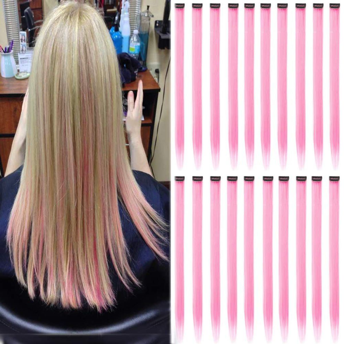 Lote 10 Mechas Coloridas Tic Tac Fibra Japonesa 60 Cm Rosa | Produto p ...