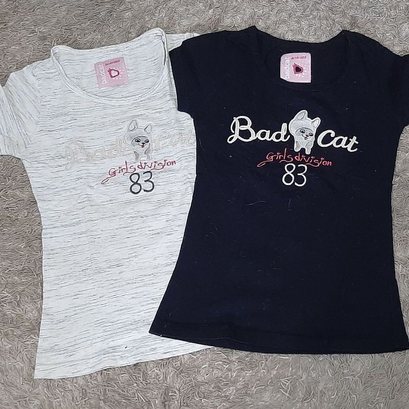 Lote 2 Camisetas Menina | Roupa Infantil para Menina Bad Cat Usado 78693116  | enjoei