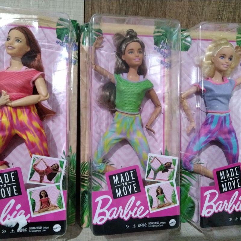 Lote 3 Barbies Made To Move Yoga Ruiva Morena Loira
