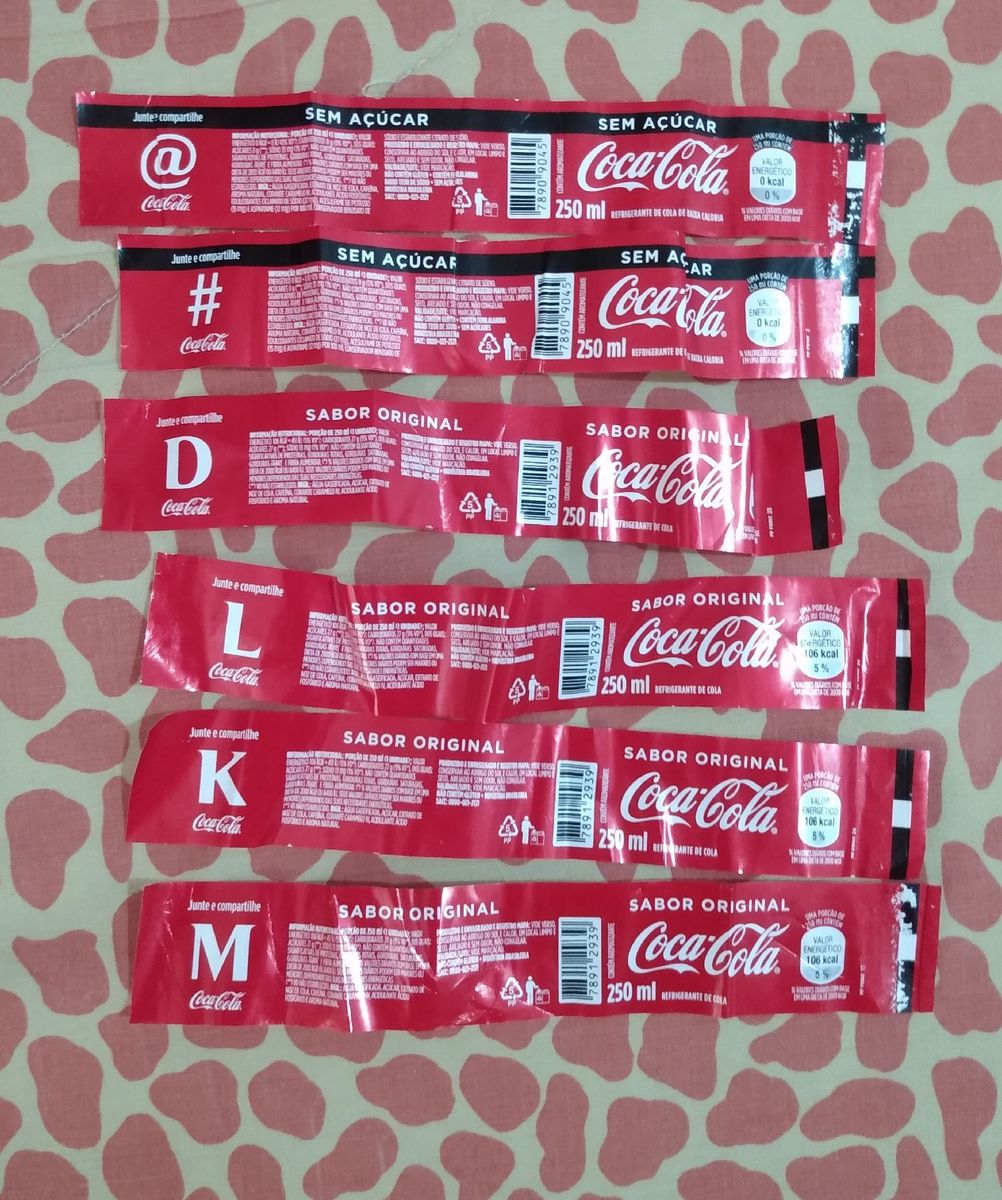 Lote 6 Rótulos Coca Cola 250ml Letras Símbolos Ler Descrição | Cacareco ...