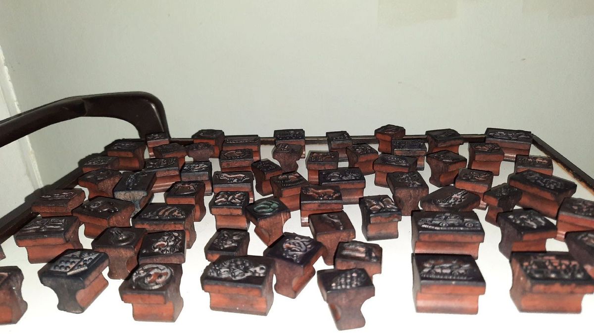 Lote Carimbos Antigos Escolares em Madeira | Produto Vintage e Retro ...