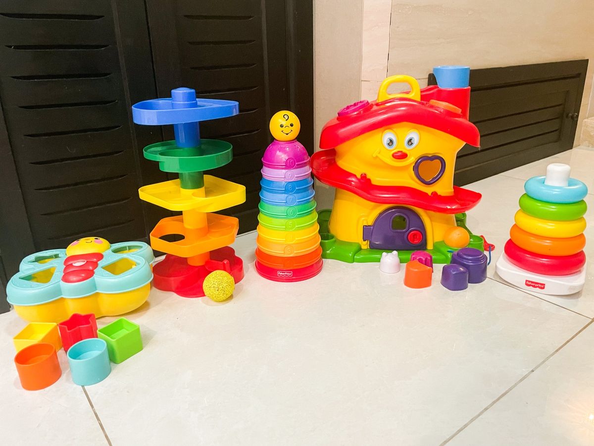 Lote Kit de Brinquedos Didáticos Fisher Price e Tateti Celesita Bebê 1 Ano Aninho Casa Casinha