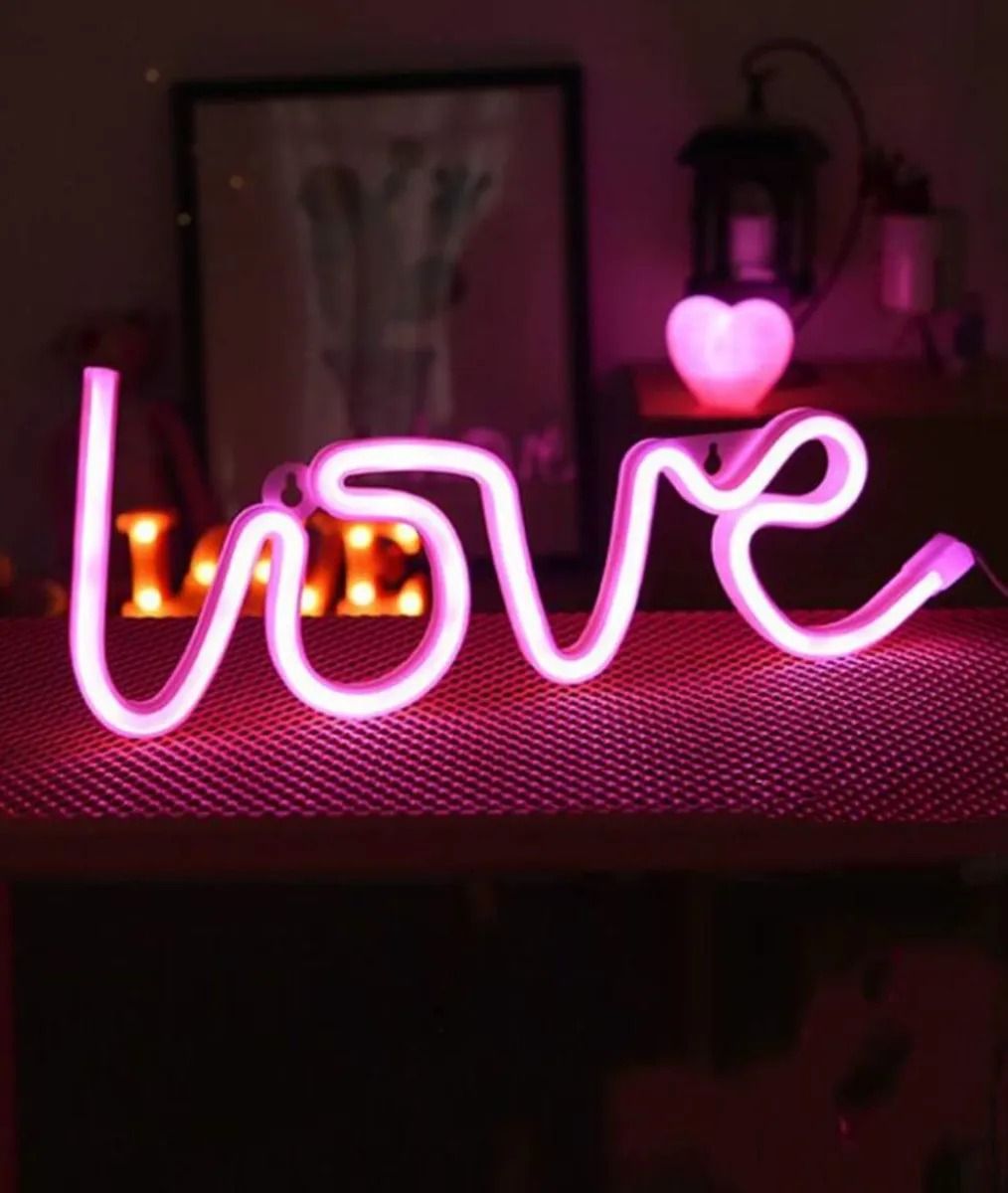 Luminária Led Neon Rosa Love Móvel p/ Iluminação Nunca Usado 76168504