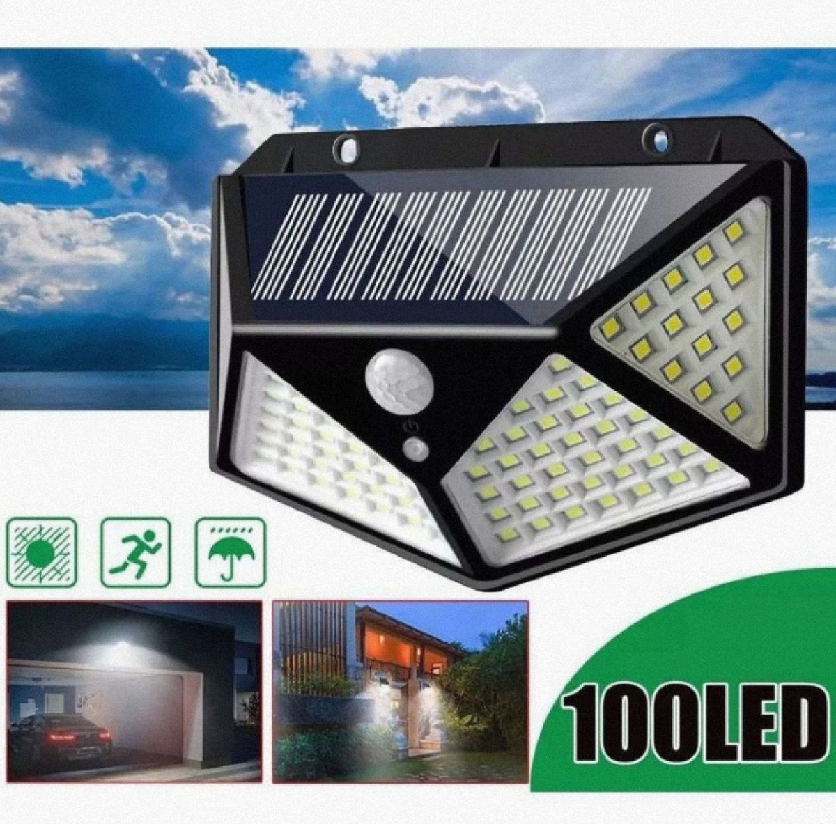 Luminária Luz Solar 100 Led Sensor Móvel p/ Iluminação Nunca Usado
