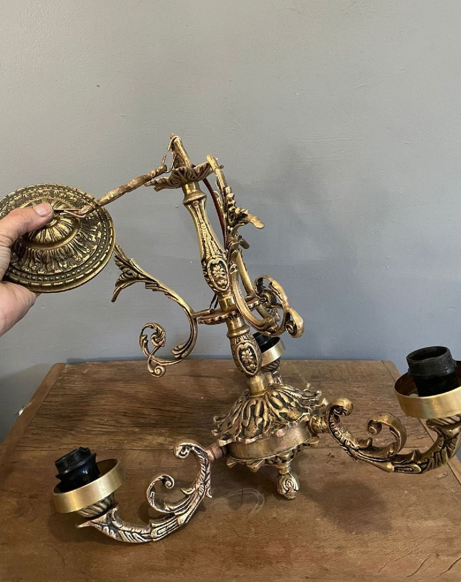 Lustre Antigo em Bronze Maciço | Móvel de Antiquário Usado 76086333 ...