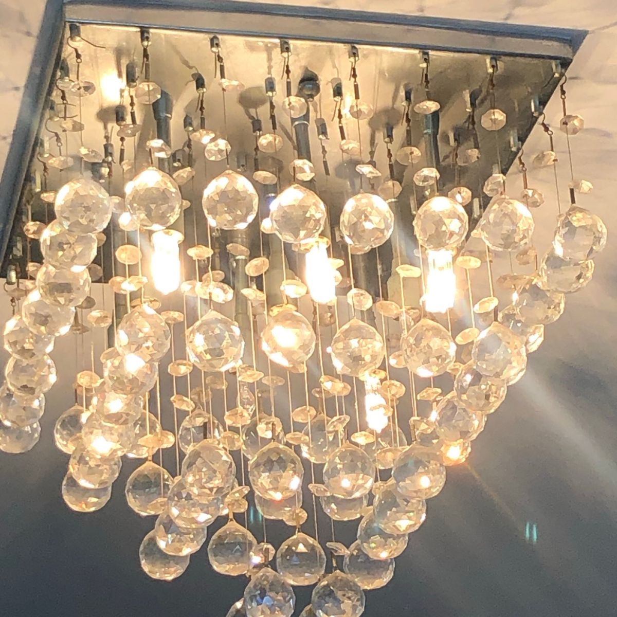 Lustre de Cristal com Bolinhas 45 X 45 Lindo Demais Móvel p