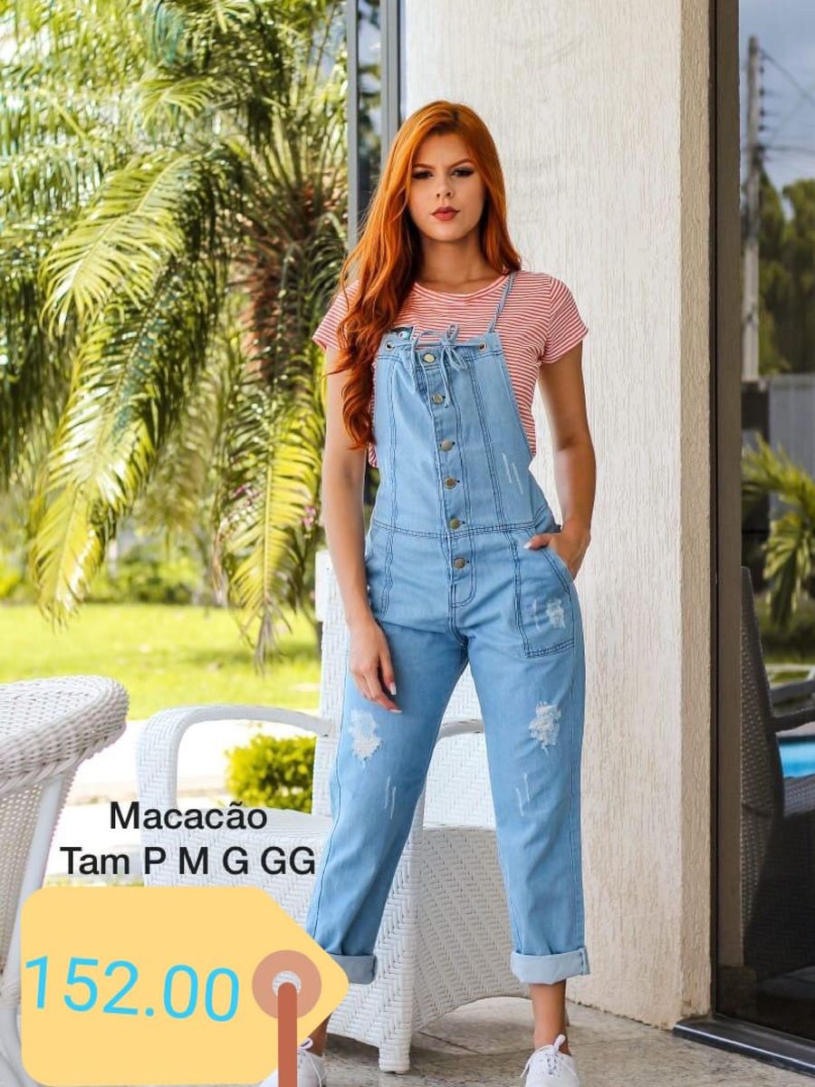 macacão jeans feminino gg