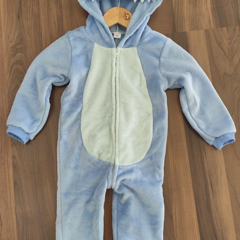 Macacão de Bebê Infantil Inverno Fantasia do Stitch Azul COD