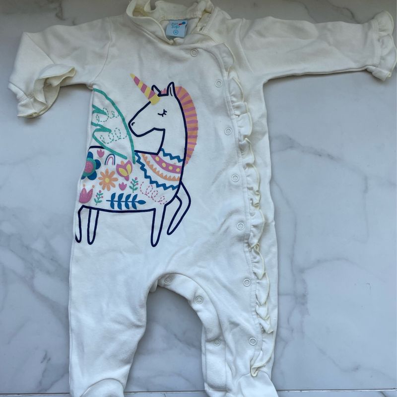 Macacão Bebê Tip Top M Bege Off White Malha Tip Top Usado