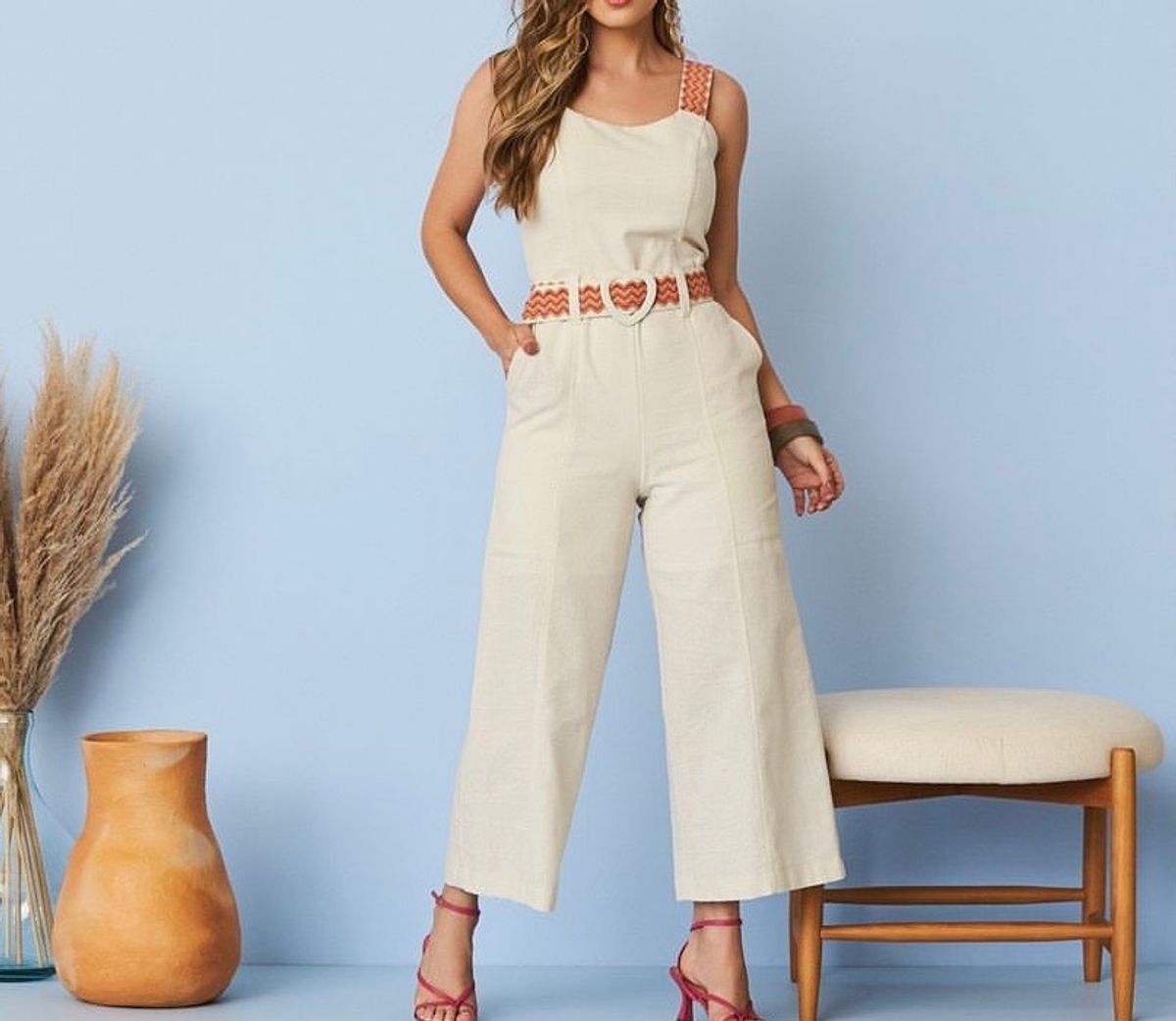 Macacão Cora Canela Tamanho P sem Uso Macacão Feminino Cora