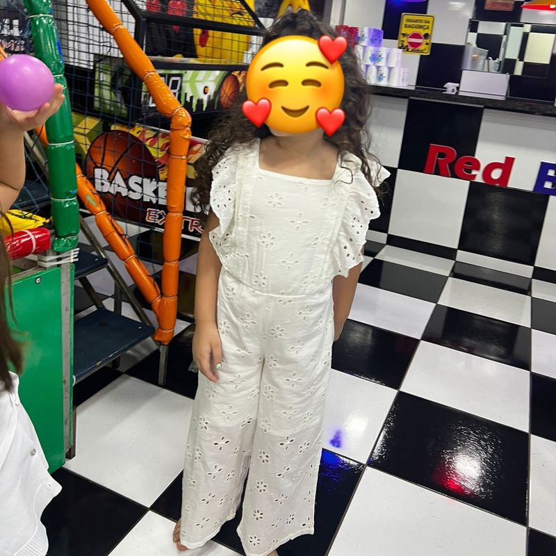 Macacão Infantil Laise Branco Roupa Infantil para Menina Zara