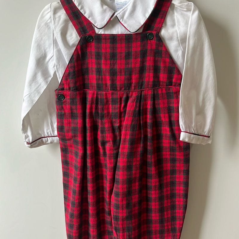 Red plaid 2024 overall dress