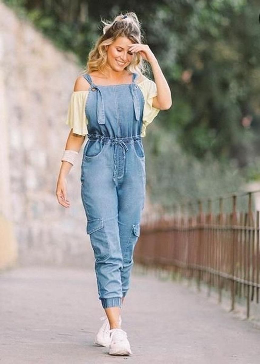 macacão jeans feminino gg