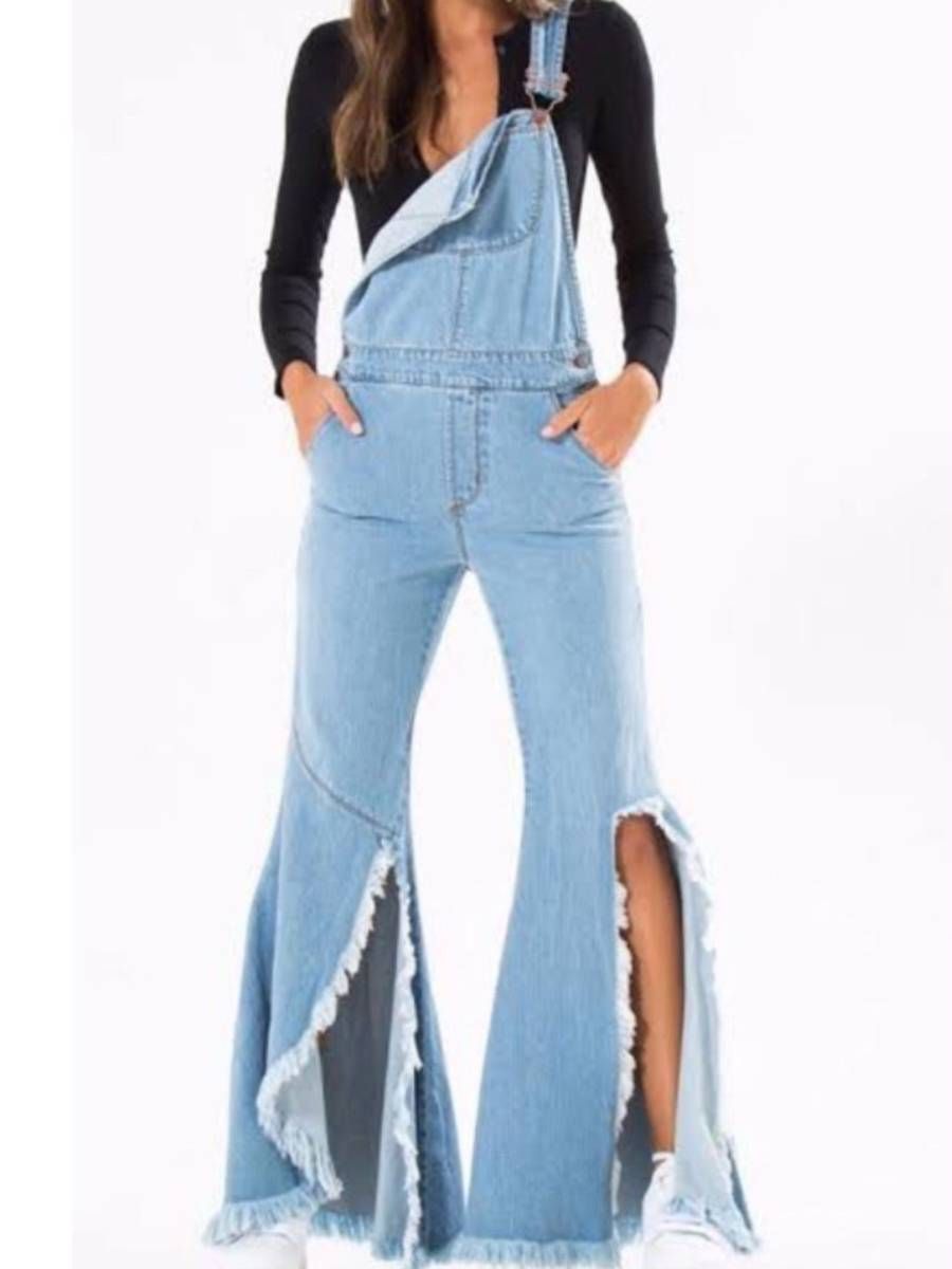 macacão jeans feminino flare