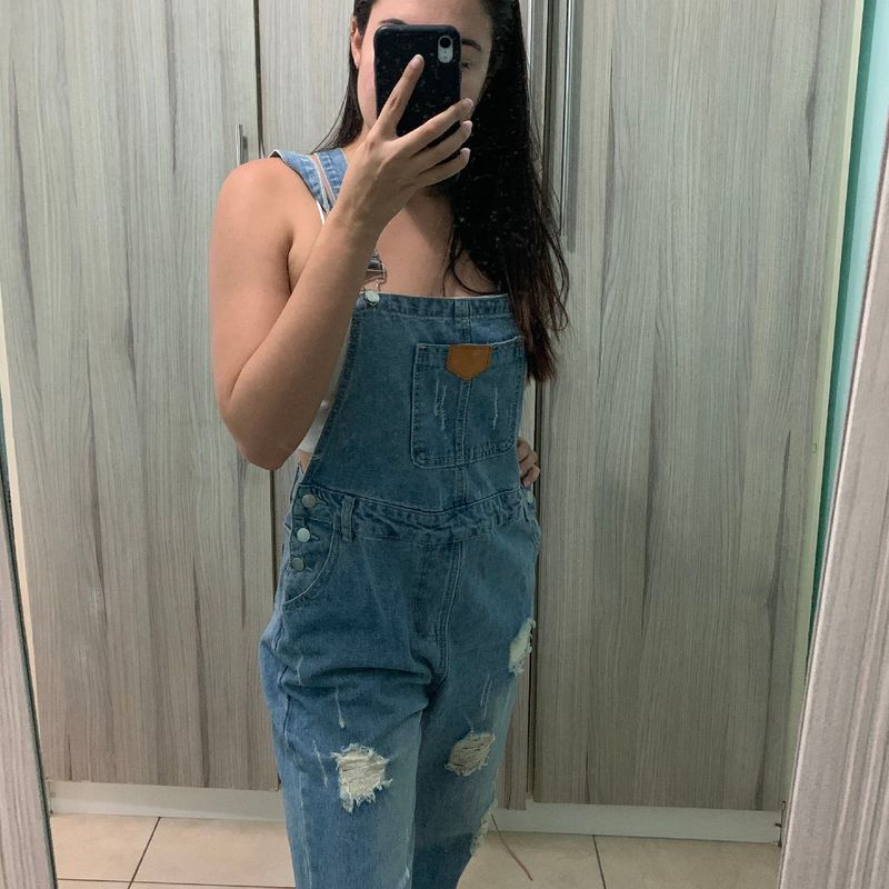 Macacão Jeans/ Jardineira Nova, Macacão Feminino Shein Nunca Usado  72071284