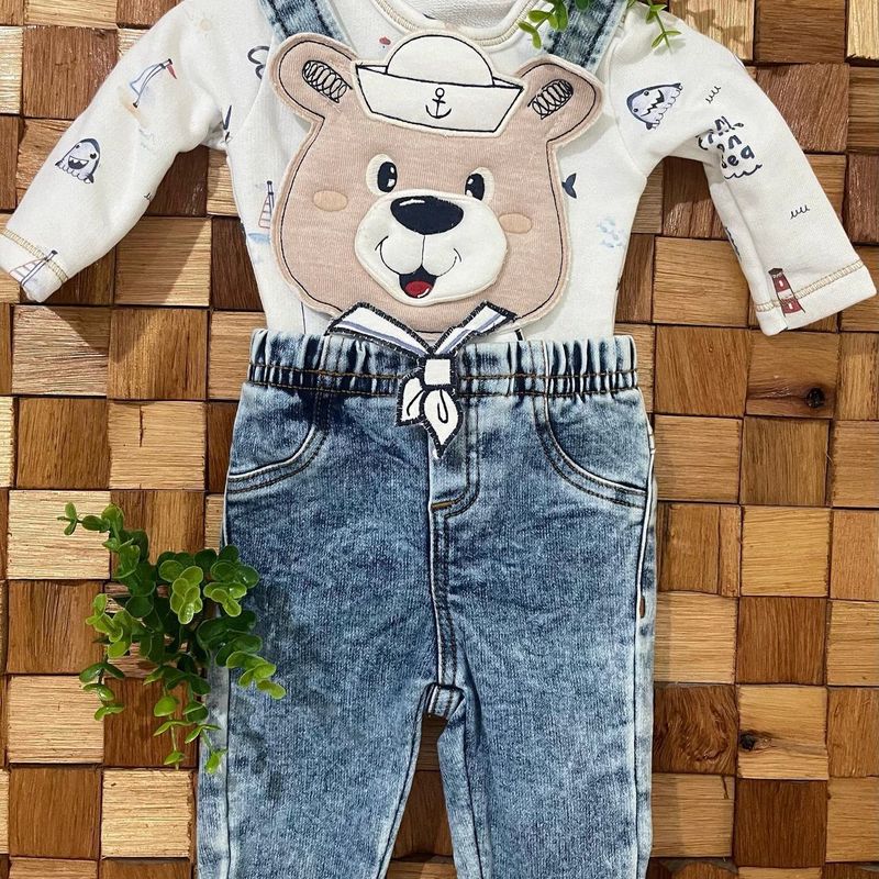 Macacao best sale jeans menino