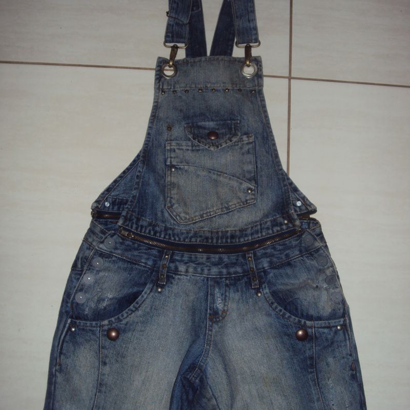 Macacão Jeans Vira Calça Izzat Denim Tamanho 38 Não Possui