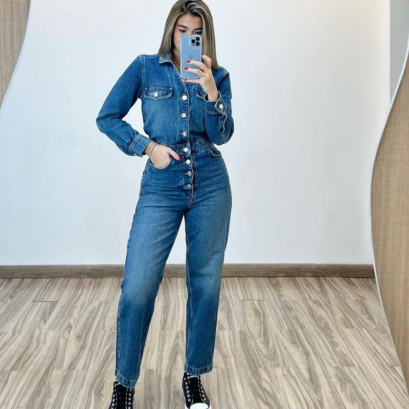 Macacão Jeans Zara Pp com Botões 34 | Zara Nunca Usado