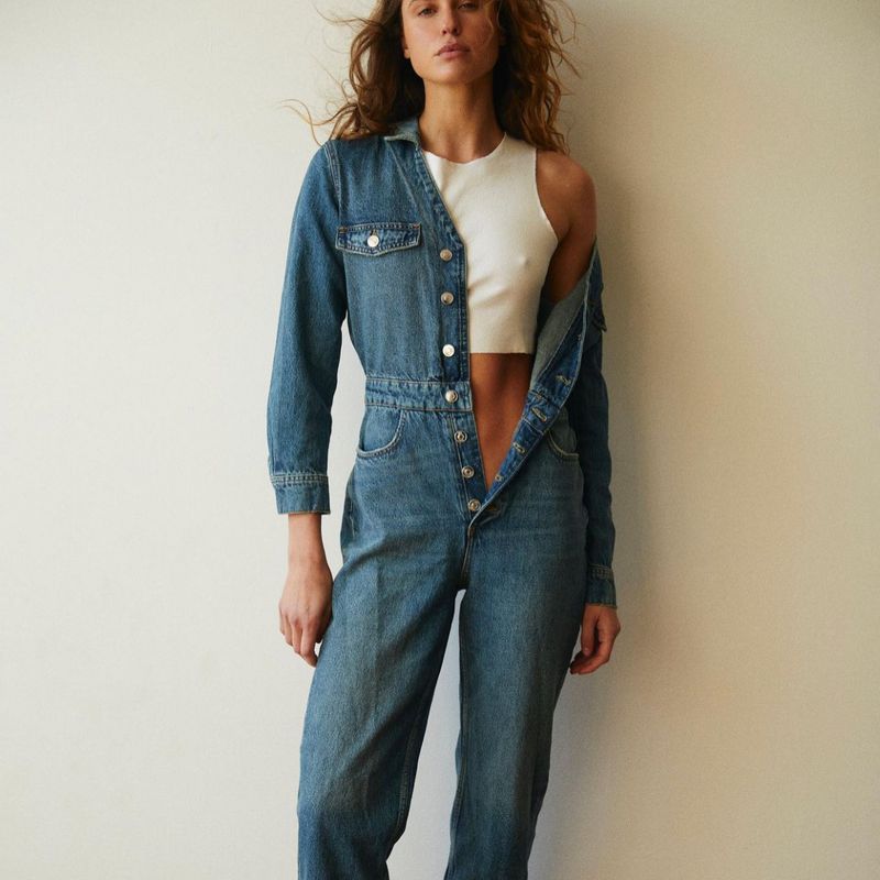 Macacão Jeans Zara Pp com Botões 34 | Zara Nunca Usado