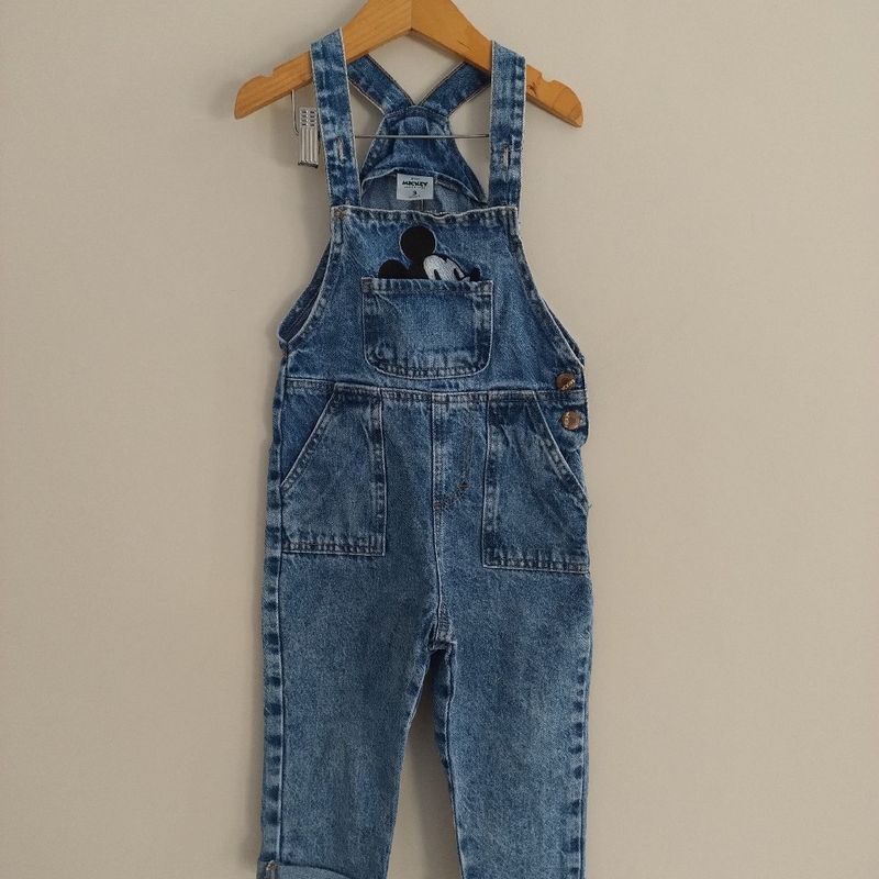 Jeans Infantil MacacÃ£o Jeans Jardineira Longo Macacão Longo