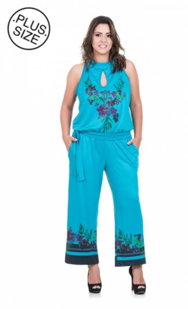 macacao pantacourt plus size estampado