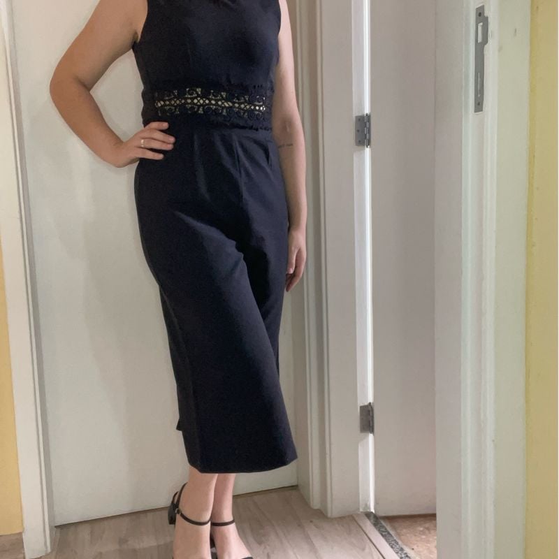 Macacão Zara Pantacourt Preto Social com Detalhe em Zara