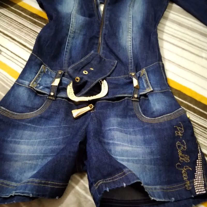 Macacão Jeans Feminino Pit Bull Jeans Macaquinho Macacão Feminino