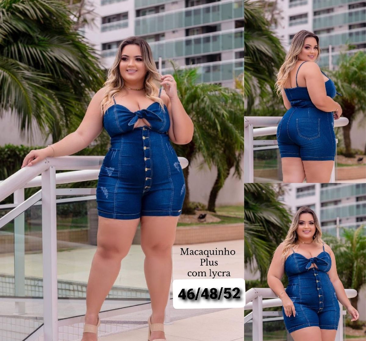 macaquinho jeans plus size