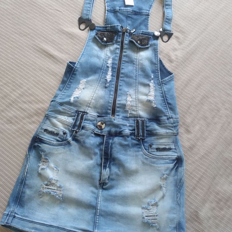 Macaquinho Shorts Saia Pitbull Jeans Macacão Feminino Pit Bull - Main Image