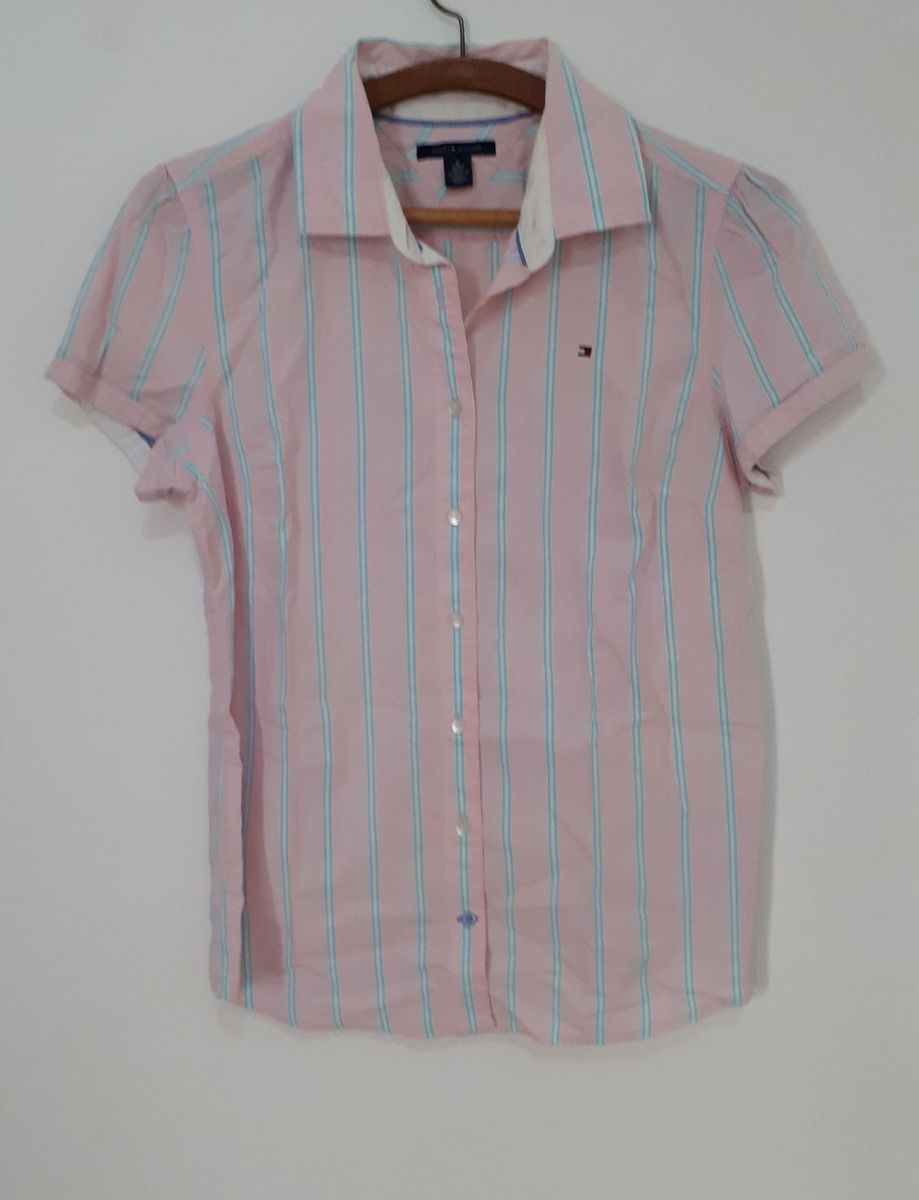 camisa social tommy manga curta